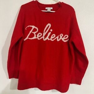 Cupcakes in Cashmere BELIEVE  red chunky sweater size 1X